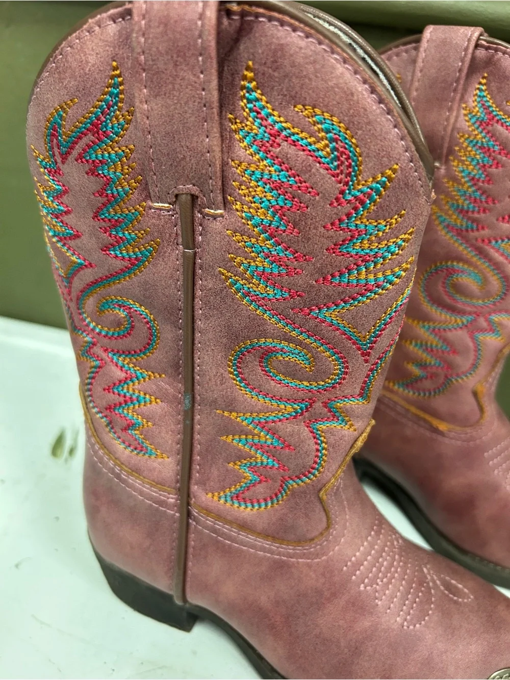 Dan Post Girls' Pink Embroidered Western Boots Metal Toes
